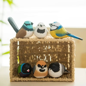 Ornements d'oiseaux sculptés à la main shengx, artisanat en bois, décorations d'animaux pour la maison et le bureau - Product Image 1