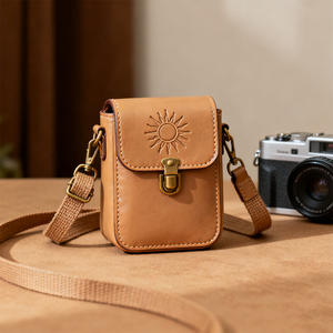 Sản Xuất Cổ Điển Cổ Điển Da Chính Hãng Logo Dập Nổi Vuông Máy Ảnh Túi Crossbody Vai Túi Cho Fujifilm Instax - Product Image 3
