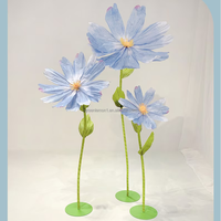 Meilleure vente décoration de fête de mariage violet papier géant fleur artificielle support boutique magasin affichage 3d papier fleurs artisanat
