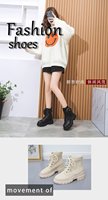 Sepatu bot musim dingin musim gugur wanita, dengan hak tebal kulit sapi sol atas PU pola Solid menambah tinggi fitur kehangatan nyaman