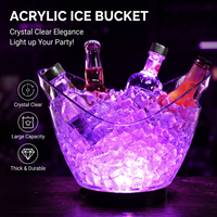 Cubo de Hielo LED Recargable para Fiestas, 4L 8L 12L, Color RGB, para Vino, Champán, Bar, KTV, Hotel, Logotipo Personalizado, Transferencia de Calor, Suministro OEM