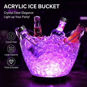 Seau à glace LED rechargeable pour fête, <span class=keywords><strong>4L</strong></span> 8L 12L, couleurs RGB, pour vin, champagne, bar, KTV, hôtel, logo personnalisé, transfert thermique, fourniture OEM - Product Image 2
