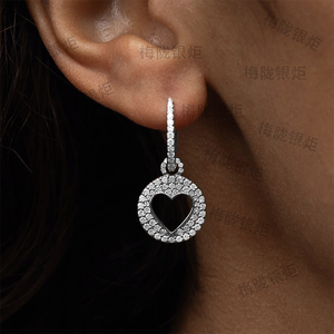 LOZRUNVE Süße 925 Sterling Silber Rhodium Schmuck Offene Herz-Tropfen-Creolen - Product Image 4