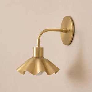 Brass Flower <b>Wall</b> <b>Sconce</b> with Cut Petal Ruffle Shade Stilnovo Inspired Mid Century <b>Wall</b> Lamp Elegant Decorative <b>Lighting</b> - Product Image 1