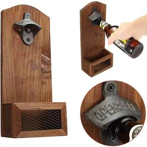 Abridor de Botellas Magnético de Madera Sólida Creativo para Montar en la Pared, Diseño Único en X Cruzado, Estilo Transfronterizo - Product Image 1