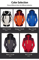 Blouson d'hiver unisexe imperméable coupe-vent à capuche zippé en polyester réversible respirant avec logo frontal
