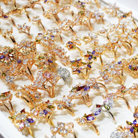 100 pièces par boîte usine en gros femmes couleur Design bijoux cubique zircone Knuckle mariage dames bagues ensemble pour les femmes