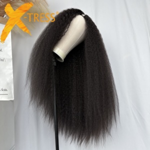 Perruque V Part Sans Colle Afro Bouclée Vente en Gros pour Femmes Noires 30 Pouces Longue Synthétique Naturelle et Souple Perruques Kinky Straight Bomb - Product Image 5