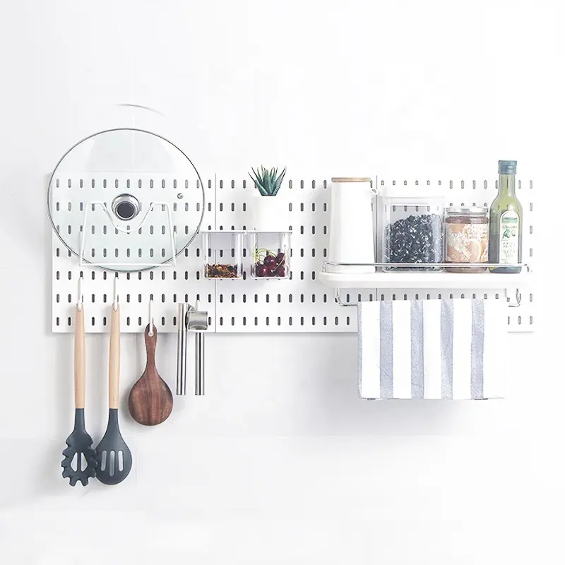 Pegboard Wall Organizer Kit 3 Boards, 33" x 11", White Panel Peg Boards for Walls Ornaments Display, Nursery Storage
