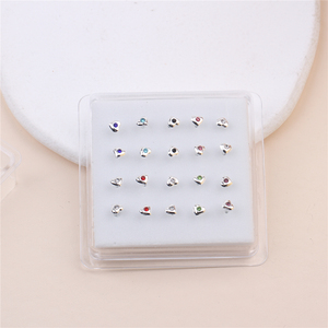 20 Pezzi <span class=keywords><strong>Piercing</strong></span> al <span class=keywords><strong>Naso</strong></span> con Cuore, Colori Misti, Strass, Estremità a Sfera, <span class=keywords><strong>Piercing</strong></span> in <span class=keywords><strong>Argento</strong></span> per <span class=keywords><strong>Naso</strong></span> e Narice, Gioielli in Confezione, Vendita all'Ingrosso - Product Image 6