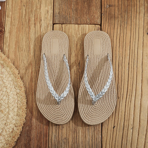 Sandali Estivi in <span class=keywords><strong>Paglia</strong></span> alla Moda per Studentesse, <span class=keywords><strong>Ciabatte</strong></span> Casual da Spiaggia per Vacanze al Mare - Product Image 6