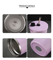 Mug de voyage premium incassable en acier inoxydable avec poignée, bouteille isotherme à double paroi, tasse à café isolée, couvercle avec paille en PP, logo