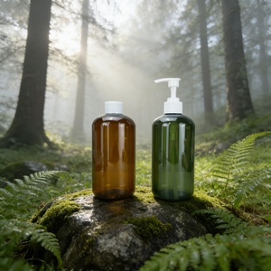 Hot Sale PET Plastic Shampoo Lotion <b>Pump</b> <b>Bottle</b> Round Amber Green 300ml 500ml Cosmetic Shower Gel Lotion Plastic <b>Pump</b> <b>Bottle</b> - Product Image 5