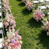 Fleurs artificielles effet naturel pour mariage, en gros, pour centres de table de mariée, décorations d'allée et d'arche, événements personnalisés, composition florale en soie faite main