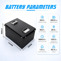 Batterie LiFePO4 rechargeable 24V/12V 50Ah-314Ah avec boîtier en acier robuste, BMS intelligent et application Bluetooth pour camping-car et climatisation de stationnement