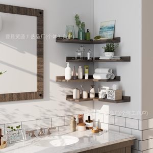Wooden <b>Wall</b> <b>Mounted</b> Corner Shelf Multi Layer Storage Rack For Living Room Bedroom Bathroom Organizing <b>Display</b> Shelves - Product Image 3