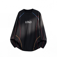 T-shirt à manches longues pour homme, surpiqûres contrastées, coupe oversize, respirant et anti-humidité, idéal pour le quotidien – Approvisionnement direct usine