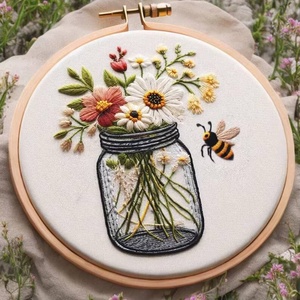 Wholesale XIXI European Embroidery DIY Vase Bee Series Cotton Polyester Material Pack Handmade Shape Cross-Border New Crafted - Product Image 1