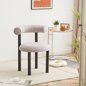 Taburete de tocador minimalista moderno con respaldo, tapicería capitoné, silla de maquillaje de estilo nórdico para tocador, uso para adultos - Product Image 3