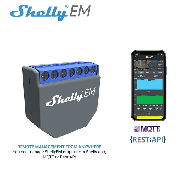 SHELLY EM Wifi Smart Life Controller Switch Smart Home Google Alexa Voice Control Relay Power Statistics Wall Switch Module