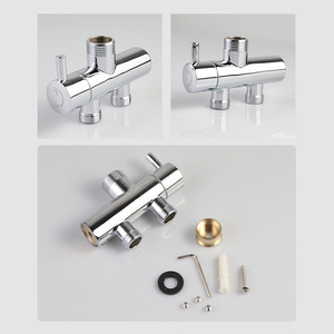 Split Shower Set Brass One Inlet Two Outlet Rain Shower Head Rectangle Chrome Plating Bath Faucet - Product Image 2