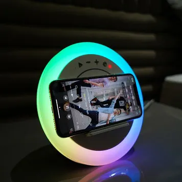 3 in 1 Multifunction Bedside Nightstand LED RGB Night Lamp Bluetooth Music Speaker Wireless Charger