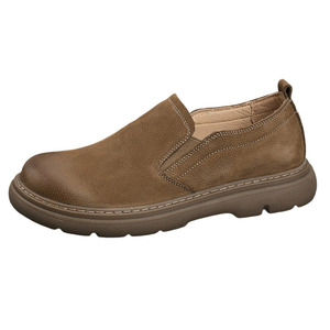 Mocassins en cuir véritable à bout rond, semelle extérieure en caoutchouc, semelle intermédiaire en EVA, chaussures décontractées pour hommes, confort estival - Product Image 5