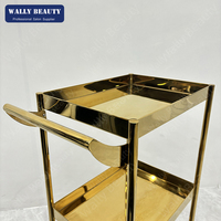 Chariot de Salon de Beauté de Luxe Doré de Haute Qualité à 3 Niveaux avec Roulettes