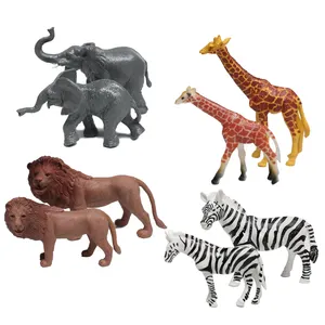 Crianças plástico brinquedo modelo floresta selvagem conjuntos de animais com árvore