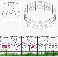 Clôture de jardin en fer forgé décorative, bordure paysagère en métal avec piquets de fixation au sol, panneaux de clôture pour parterres de fleurs et jardins