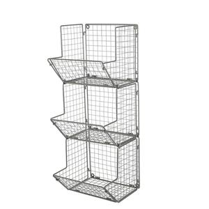 Kitchen Items Silver Black 3 Tier Detachable Metal Wire <strong>Wall</strong> Mounted Hanging Vegetables Fruit <strong>Storage</strong> <strong>Baskets</strong> - Product Image 2