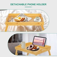 Plateau de service pour ordinateur portable en bambou, réglable en hauteur, portable, avec pieds pliables, pour canapé, lit, rangement, salon