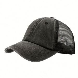 2025 Retro Washed Old Baseball <b>Hat</b> Net Cap Sunshade Breathable Logo Embroidered Blank Mesh Trucker <b>Hats</b> - Product Image 4