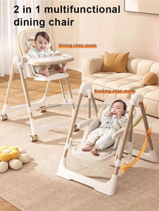 Chaise haute pliable pour bébé avec roues verrouillables, dossier inclinable réglable, double plateau amovible, housse en PU facile à nettoyer, chaise de repas pour tout-petit - Product Image 2