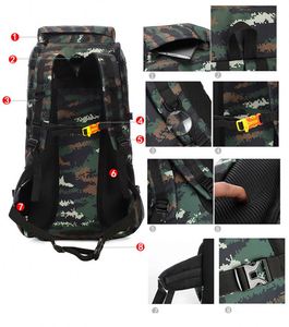 Sac à dos de randonnée tactique imperméable de grande capacité 70L pour le camping, le sport et la randonnée - Product Image 4