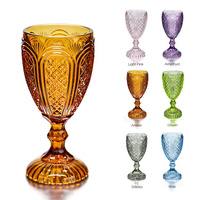 Verres à vin en verre vintage, verres à vin à pied gravés, verres à boire colorés, verres à boire en cristal pour mariage, fête, bar