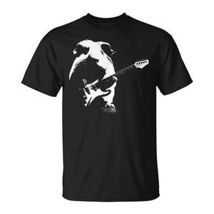 T-shirt promotionnel pour hommes avec motif de cochon d'Inde jouant de la guitare basse - Product Image 1