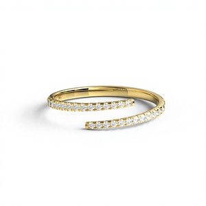 18K Gold Wrap Round Diamond Wedding Band Spiral Coil <b>Ring</b> <b>Adjustable</b> Open Bypass Micro Pave Eternity <b>Ring</b> Fine Jewelry For Women - Product Image 1