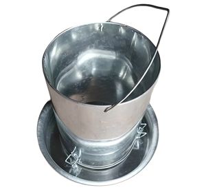 Mangeoire à poulets pour élevage de poussins, abreuvoir galvanisé pour poules avec poignée pratique, auge automatique pour volailles - Product Image 2