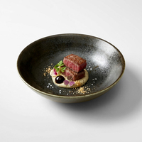 Bol à nouilles ramen en céramique noire réactive de style japonais de haute qualité pour restaurant