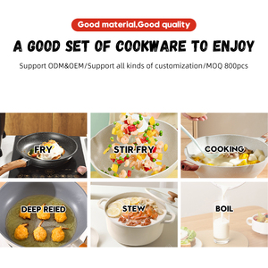 19pcs cổ điển đúc nhôm <span class=keywords><strong>Cookware</strong></span> <span class=keywords><strong>Set</strong></span> không dính Gốm Đá Cẩm Thạch Trắng dots với Glass bìa bền vững thiết kế - Product Image 3