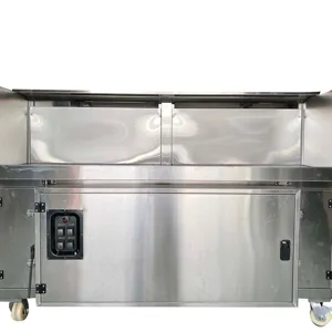 Commercial Smokeless Gas Or Charcoal Trolly Cabinet Cart Charcoal Bbq Grill For Restaurants
