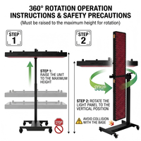 Support de panneau de luminothérapie rouge motorisé, réglable en hauteur électriquement, 30 kg, base compacte rotative à 360° pour la maison