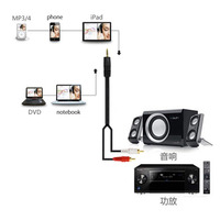 Kabel Speaker Video Audio 3.5 ke 2RCA penggunaan rumah jaket PVC dengan panjang 1.5m/1.8m untuk pemutar DVD mikrofon monitor kabel Aux
