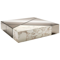 Table basse moderne en marbre blanc carré sur mesure OEM, décoration de luxe pour la maison, mobilier minimaliste pour le salon