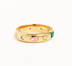 Новый Дизайн 18K позолоченный драгоценный камень волшебная лента Модные кольца для девочек в 925 стерлингового серебра