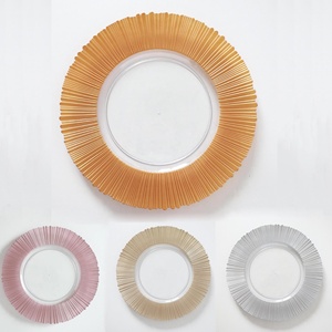 Peinture en aérosol transparente bords irréguliers avancés bordures uniques plateau de bol de fruits assiettes de chargeur décoratives pour banquet de fête - Product Image 2