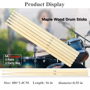 高品質5A/7A打楽器アクセサリー練習用メープルウッドドラムスティックドラムセット卸売 - Product Image 6