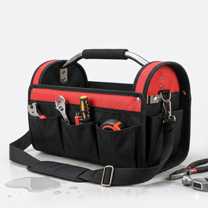 Sac de transport portable pour outils de réparation automobile, électricien, mécanicien, avec poignée en acier robuste de 16 pouces, grande ouverture, dessus ouvert - Product Image 1