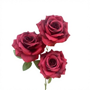 Fleurs artificielles en soie bordeaux, roses, hortensias, phalaenopsis, lys, vente en gros en Chine - Product Image 2